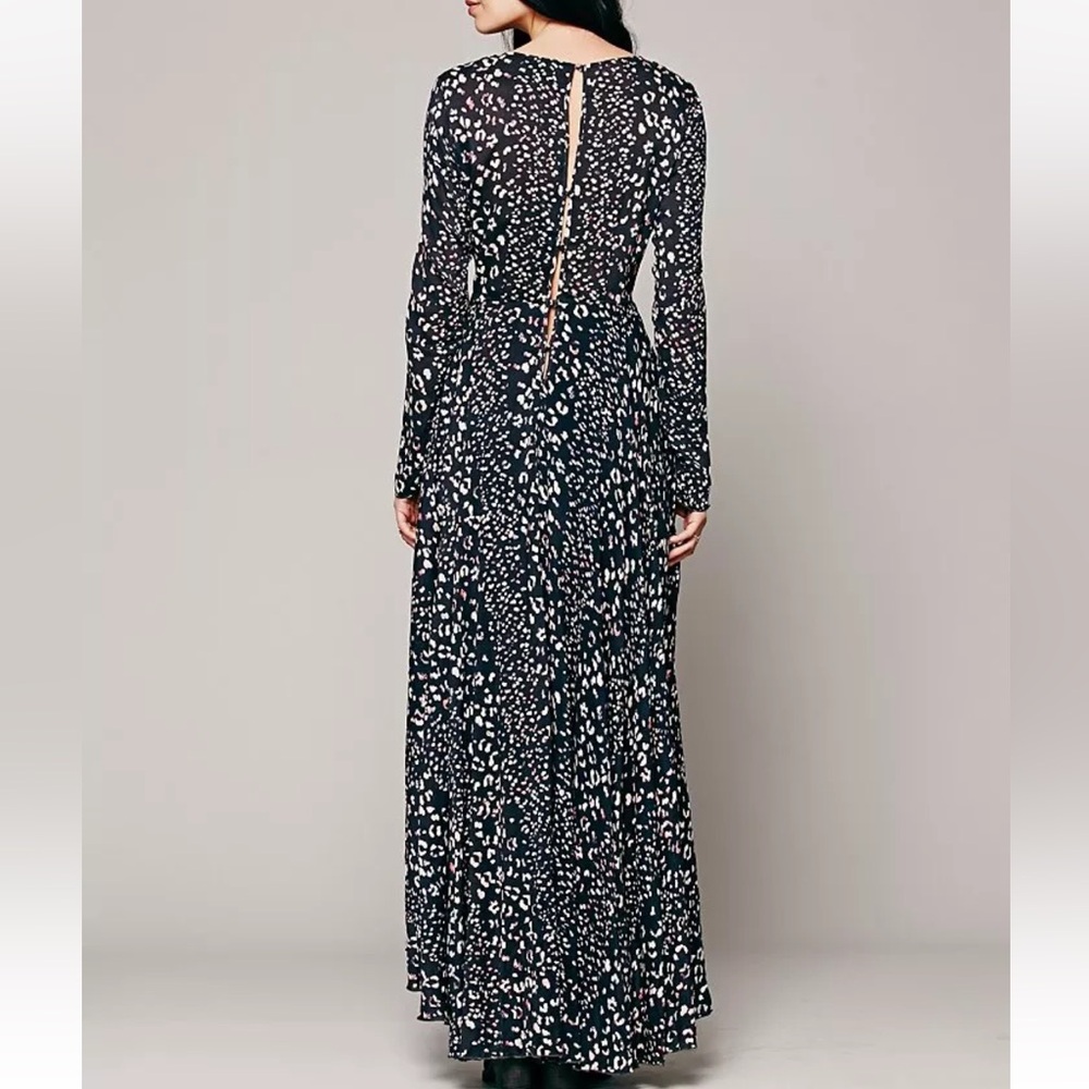 Free People First Kiss Black Animal Print Maxi Dress Gown XS - Picture 2 of 13